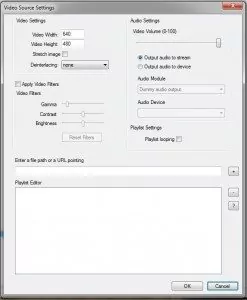 Video Source Settings with OBS