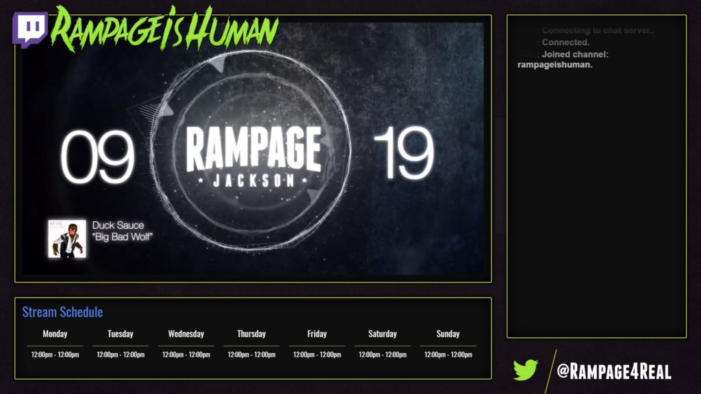 Rampage Jackson's Twitch Stream Design - Nerd or Die