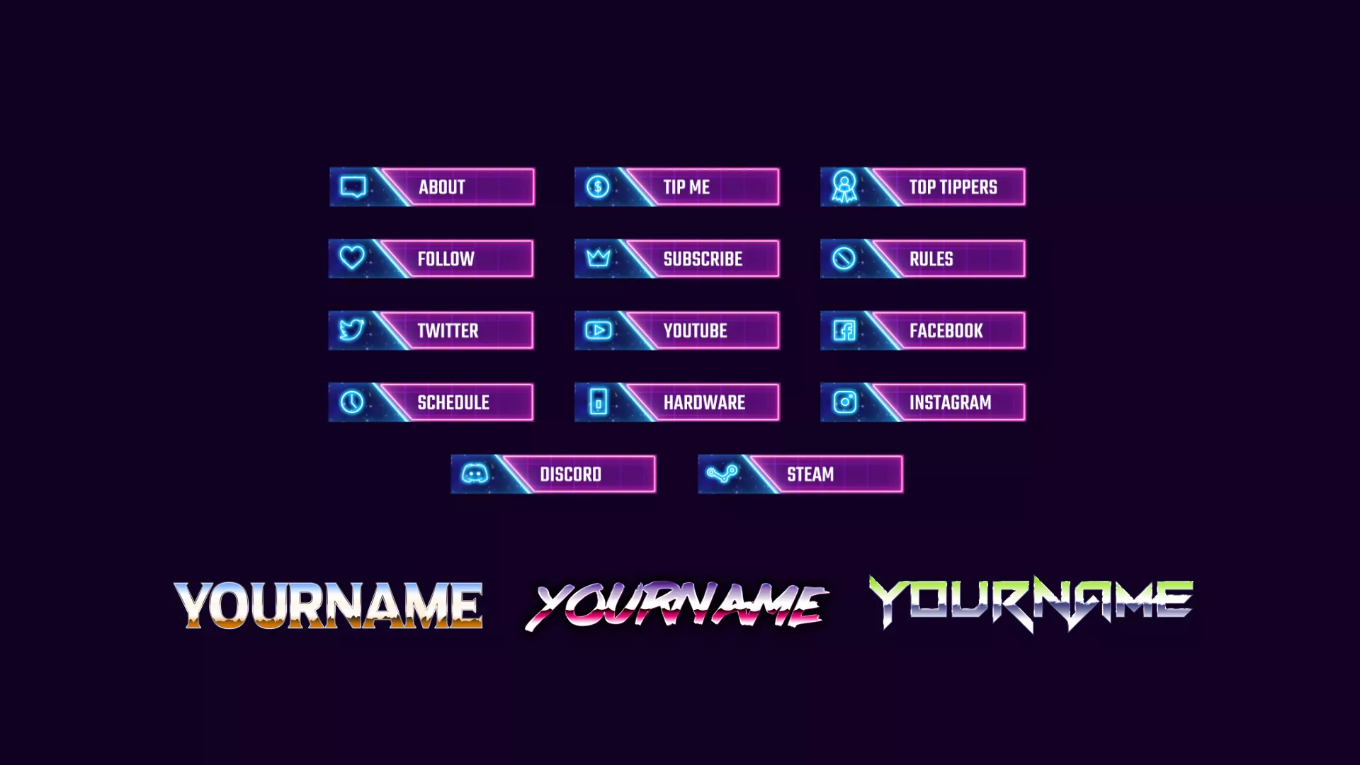 Twitch and Mixer Panels Retrowave