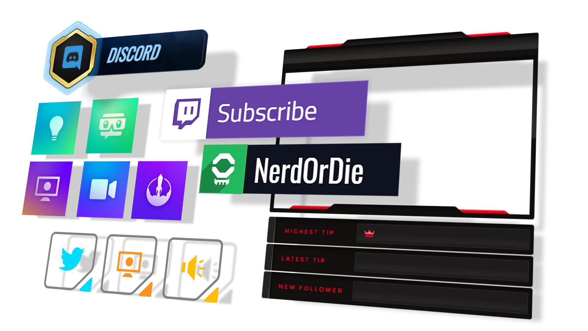 Free Stream overlay, panels and key icon examples