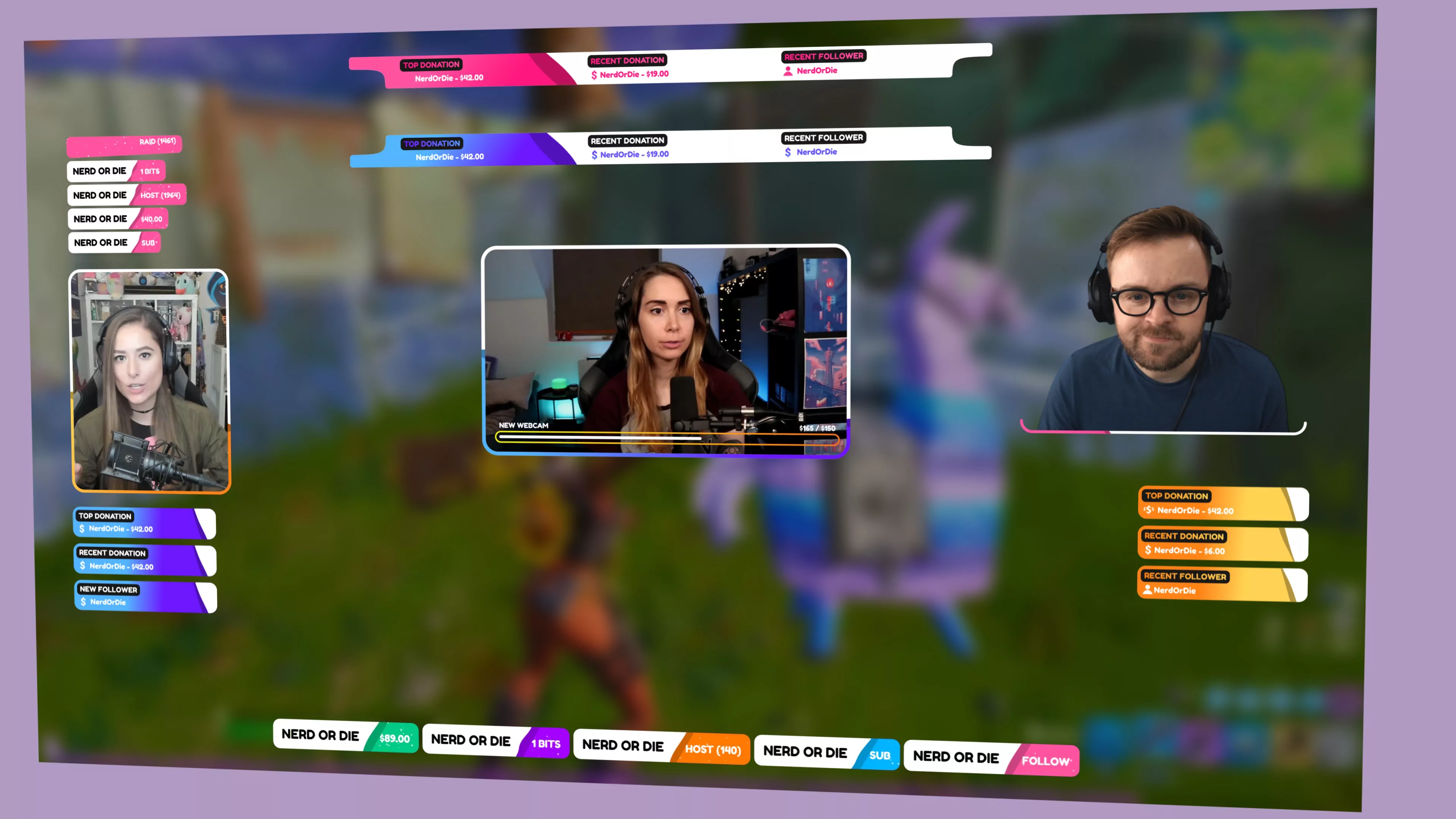 Amused Stream Package - Overlays, support bars and widgets for Twitch, Youtube and Facebook Gaming