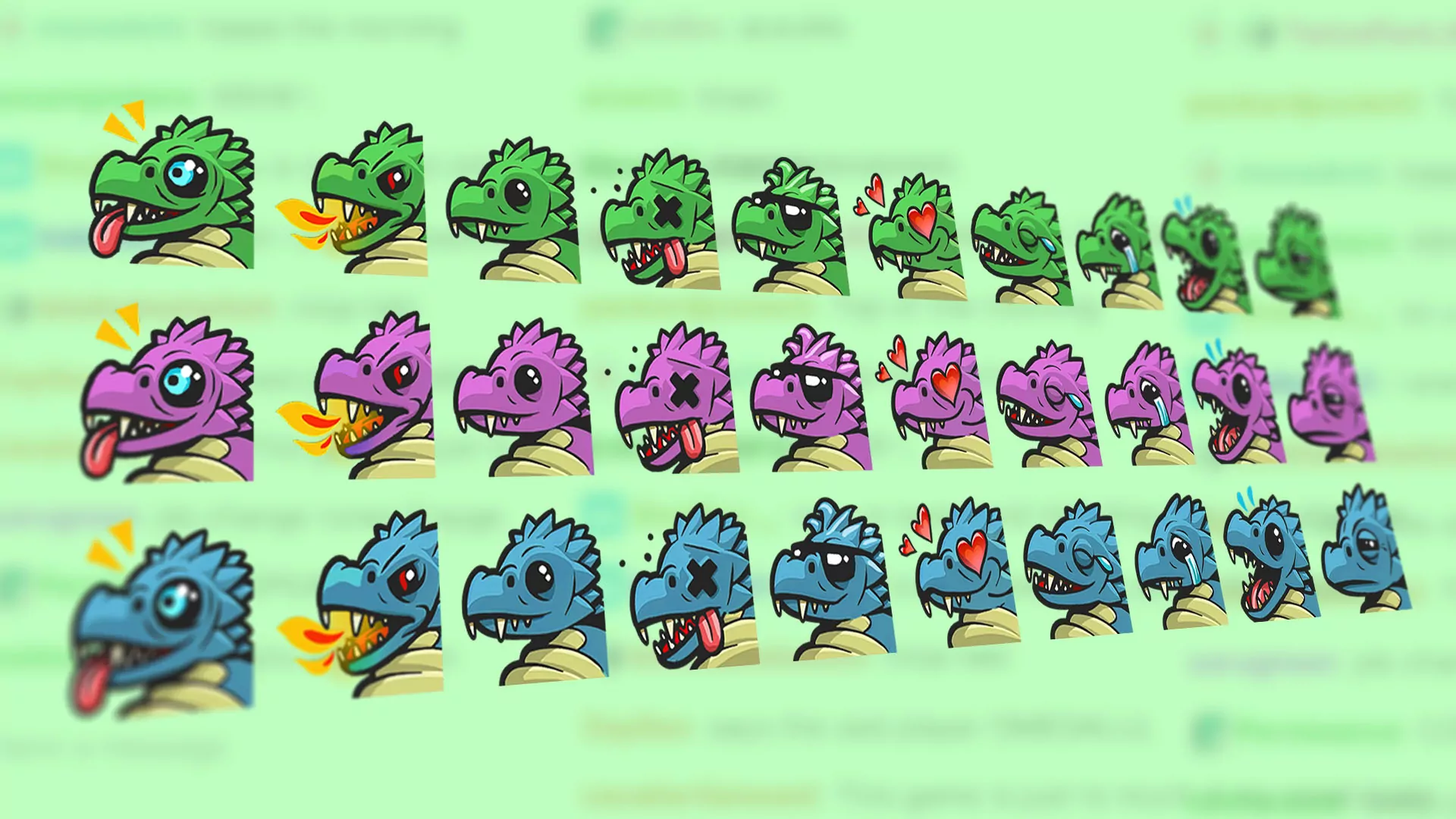 Dragon Twitch Emotes 3 colors