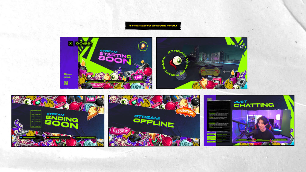 StickerBomb Street Style Stream Package - Green theme all scenes