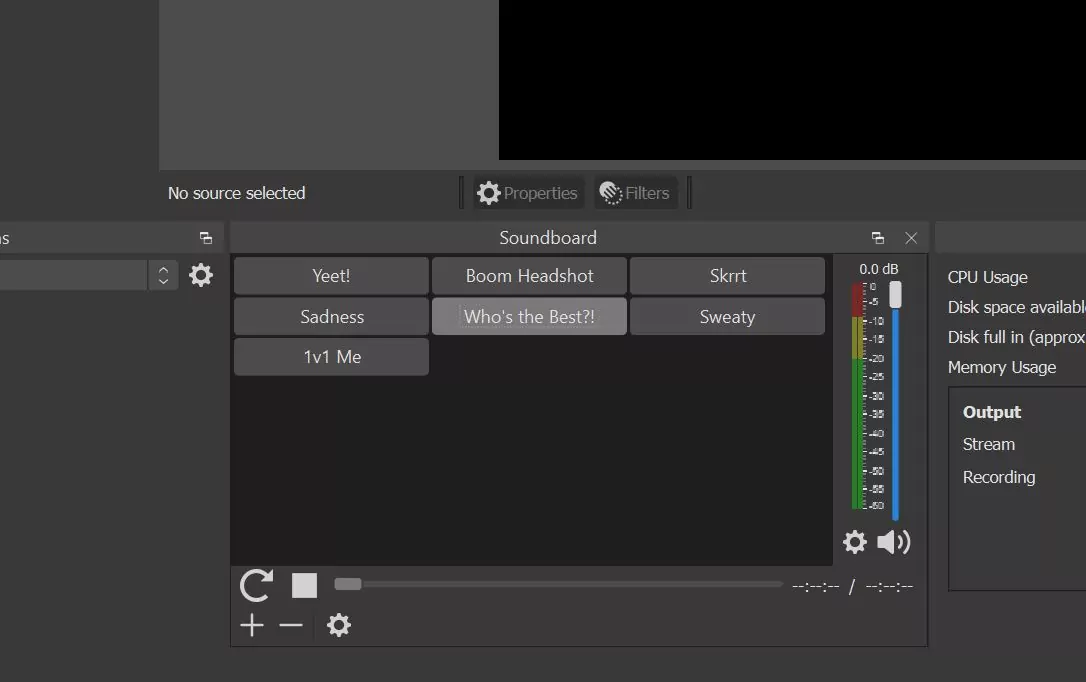 OBS Soundboard Plugin Screenshot