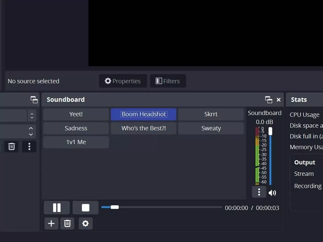 Triggering the Soundboard can be achieved manually within the panel or assigning a Hotkey