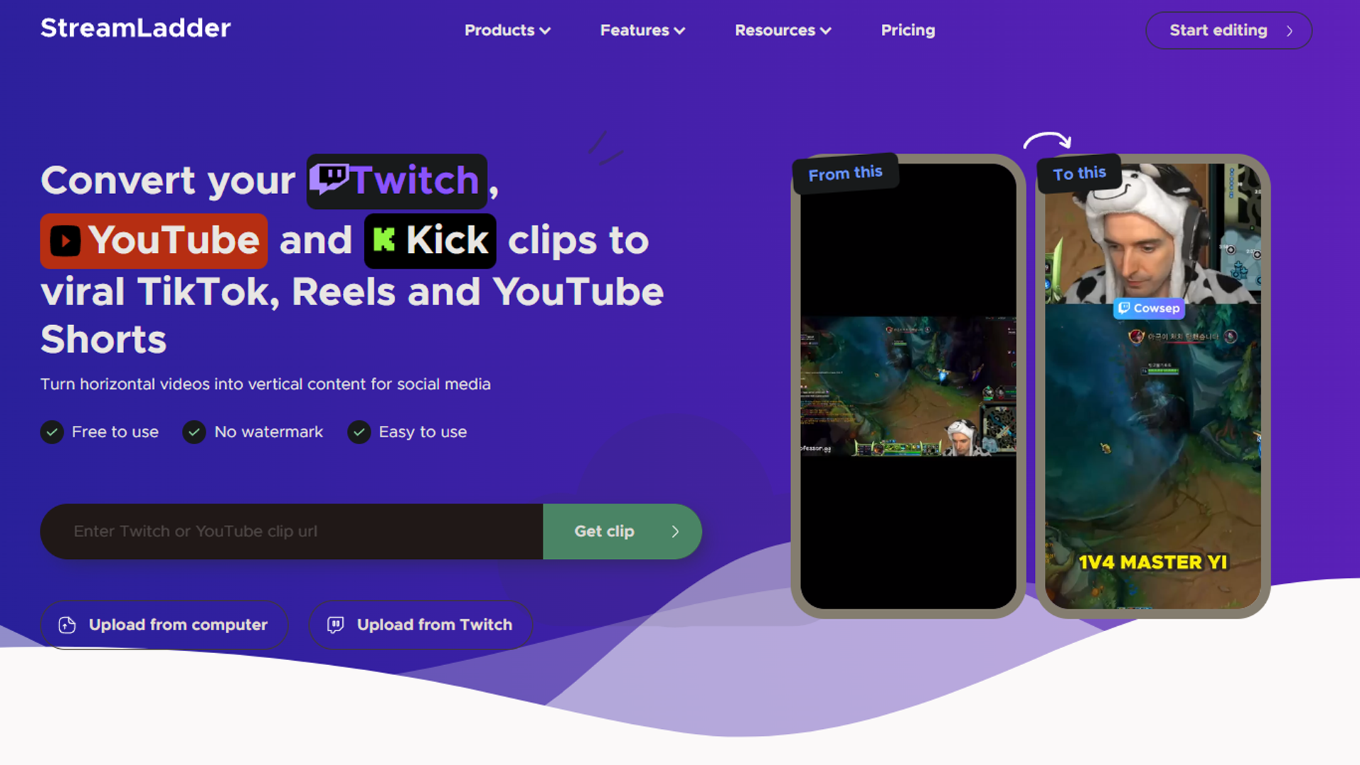 StreamLadder  Edit Twitch and  clips for TikTok