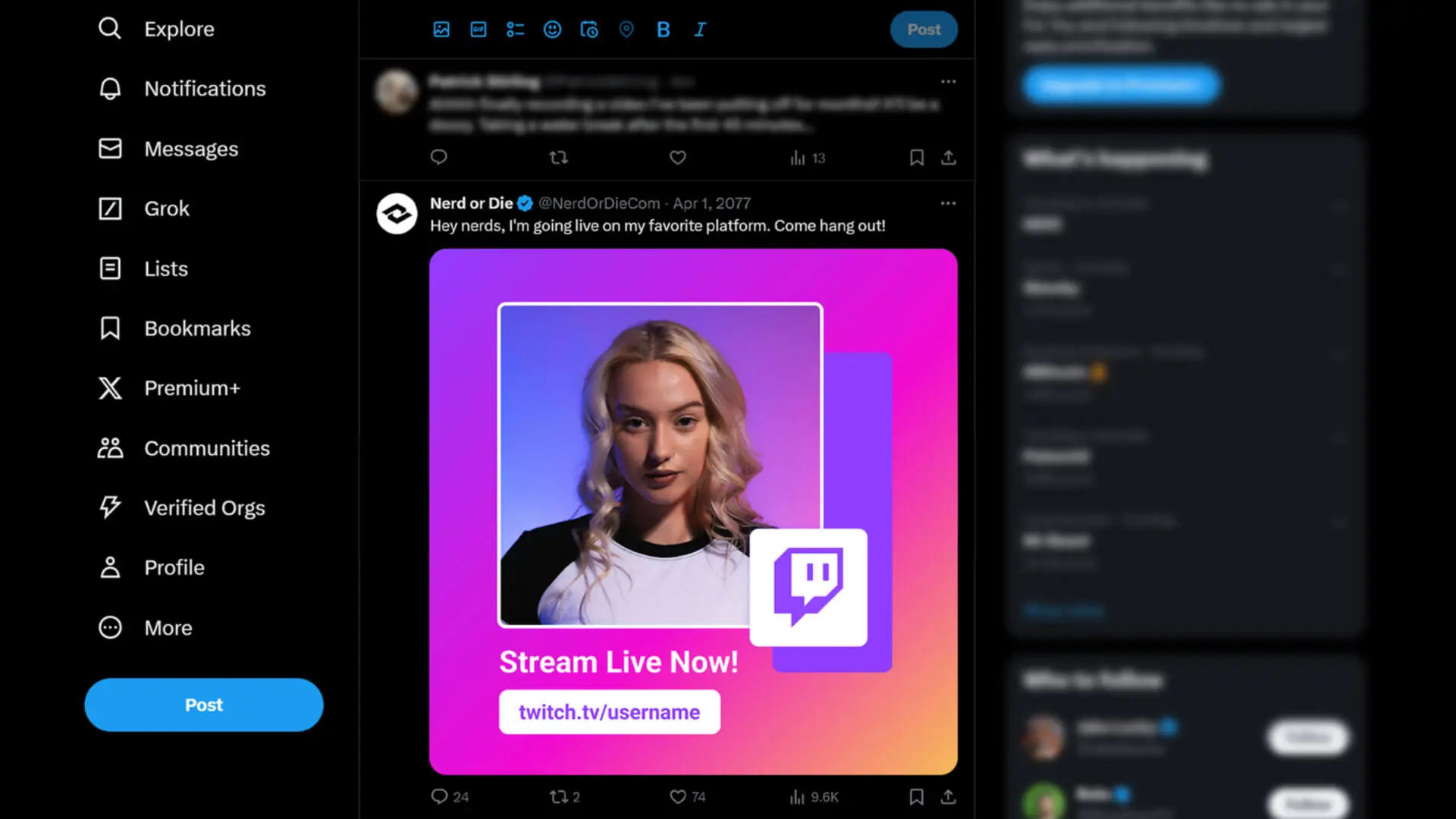 Going Live on Twitch - Twitter Post
