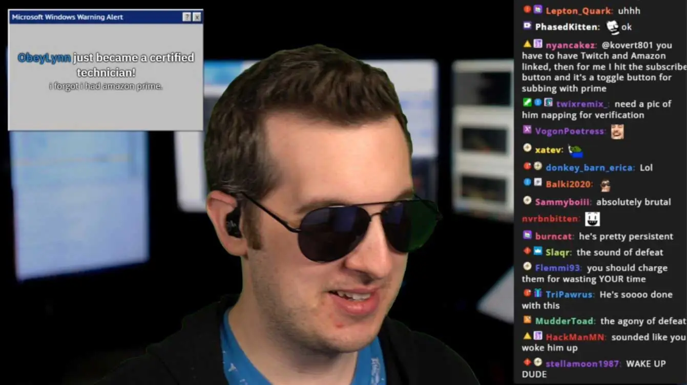 Kitboga just chatting setup with chat box and alerts