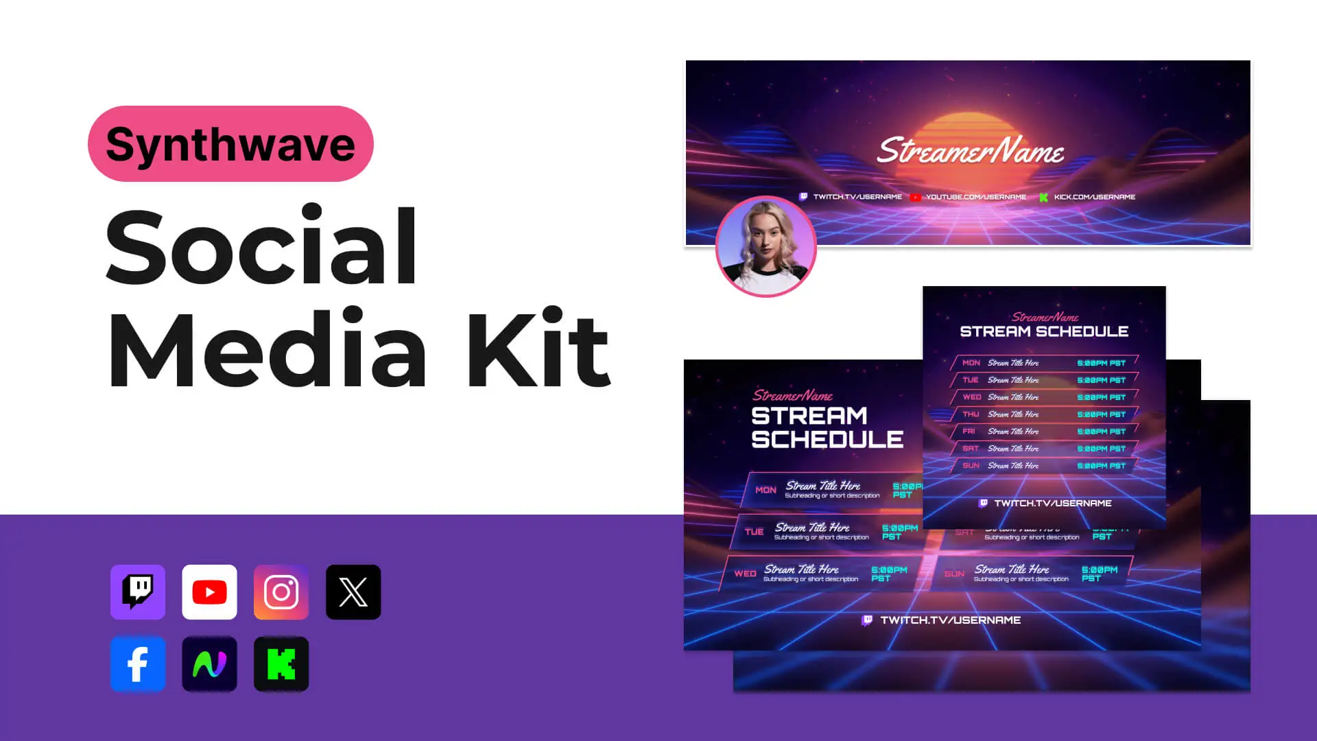 Social Media Kit - Synthwave thumbnail