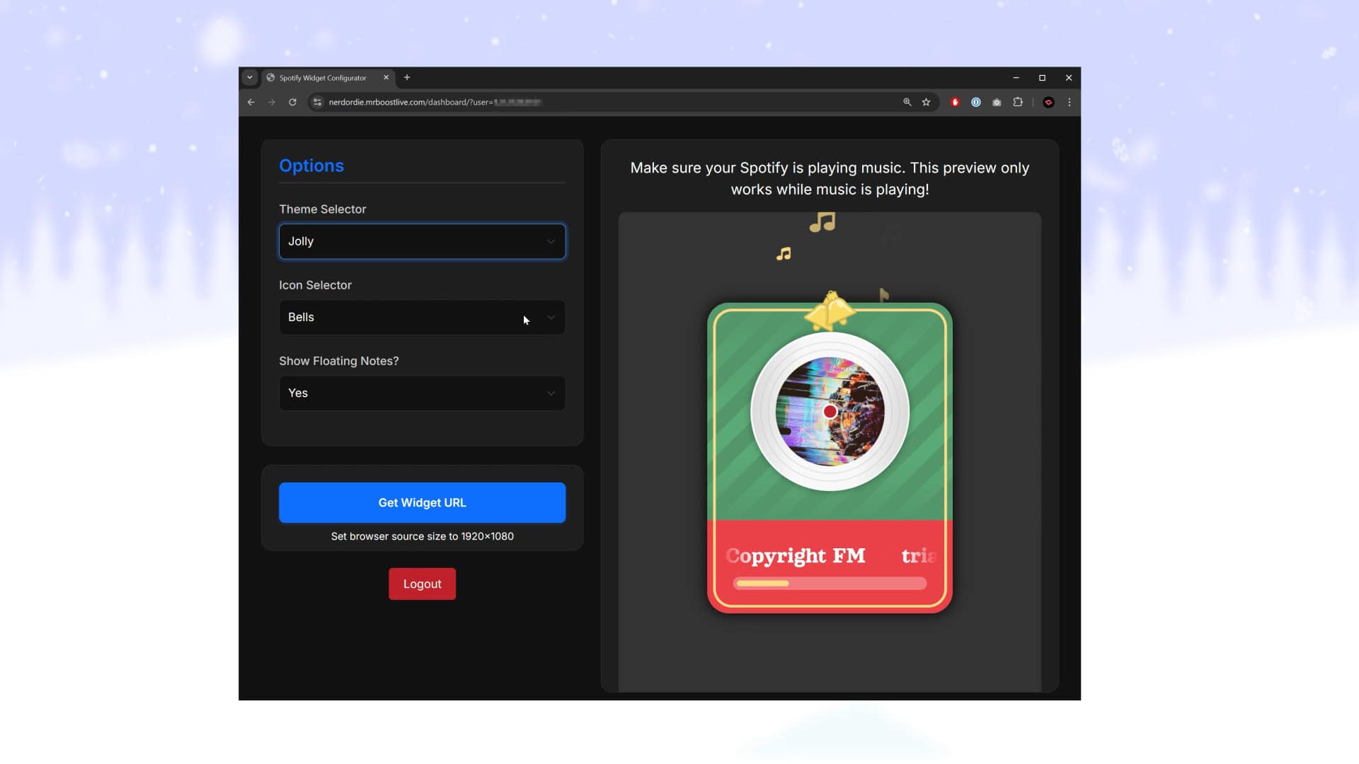 Christmas-Spotify-Music-Widget-theme-selector-jolly 8 Christmas Spotify Music Widget Green Theme