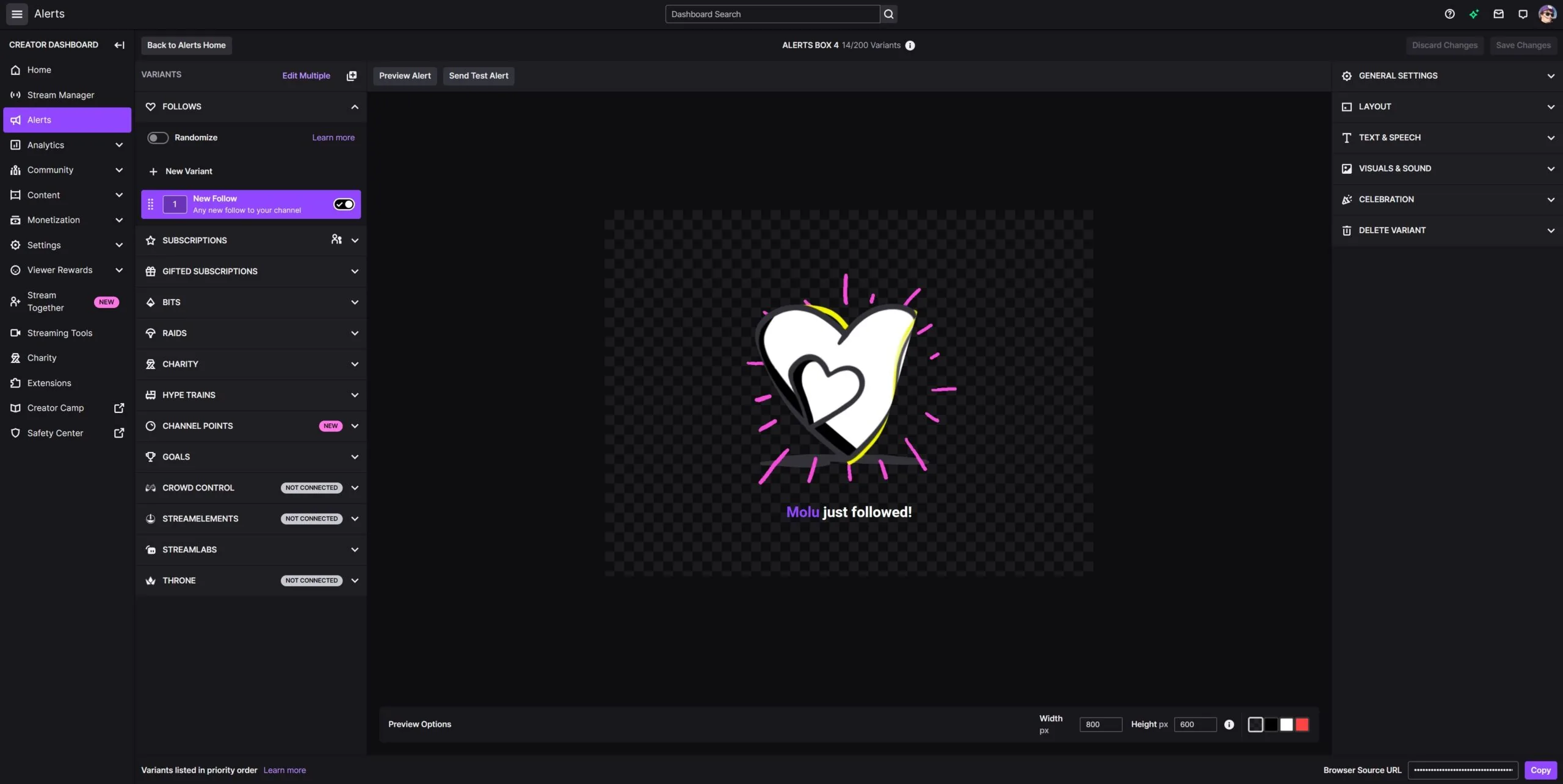 Twitch's official alerts dashboard