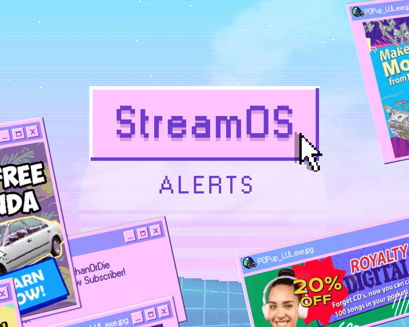 StreamOS Windows UI style popup Twitch alerts