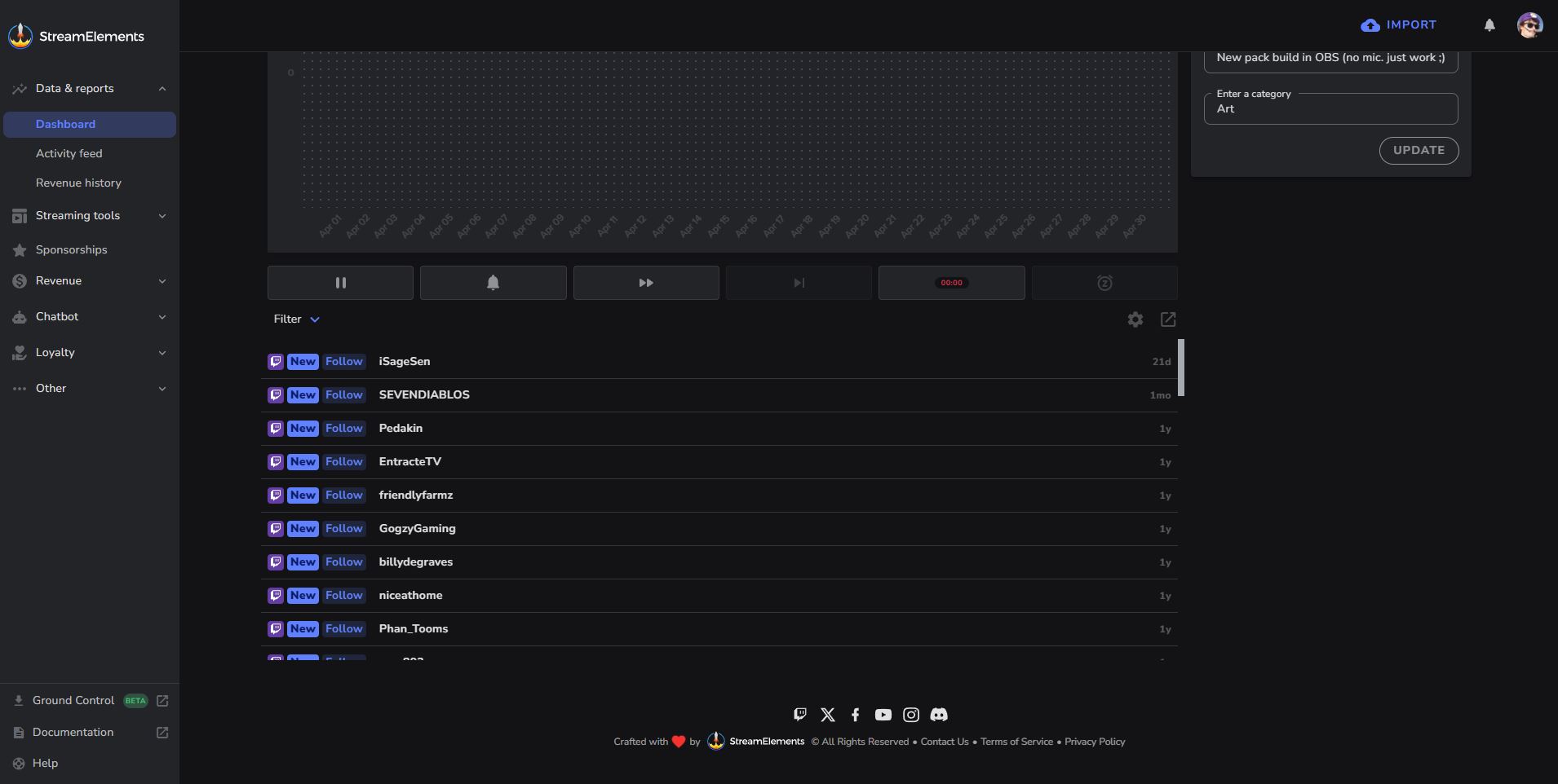 streamelements dashboard