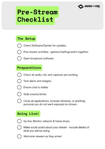 Skillstreaming Checklist.pdf Streamer Checklist - Nerd or Die